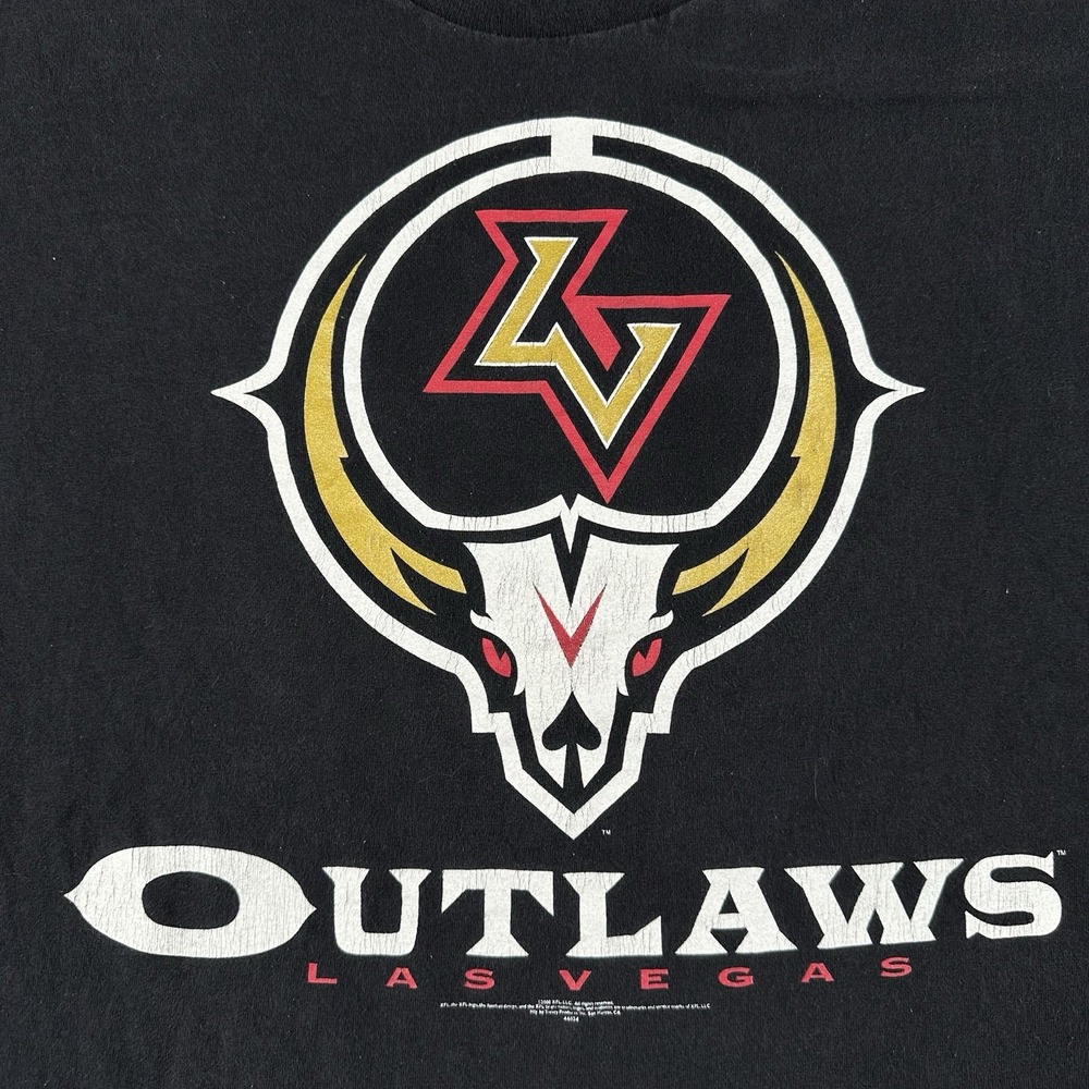 Vtg 2000 Las Vegas Outlaws‎ T Shirt Men's 2XL Black Short Sleeve XFL Football - Picture 9 of 16